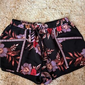 Floral Black Shorts